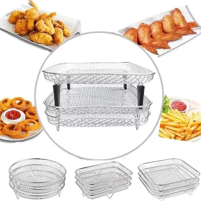 Grille de friteuse à air à 3 niveaux en acier inoxydable