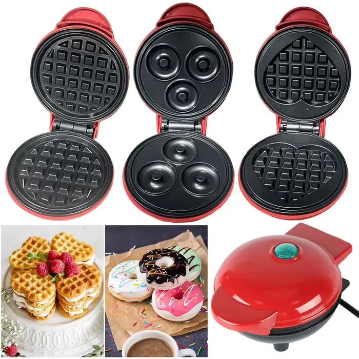 Mini Moule à Gaufres Électrique Antiadhésif Idéal Pour Le Petit Déjeuner Collations et Desserts Occasions Spéciales Cuisine Rapide Et Facile