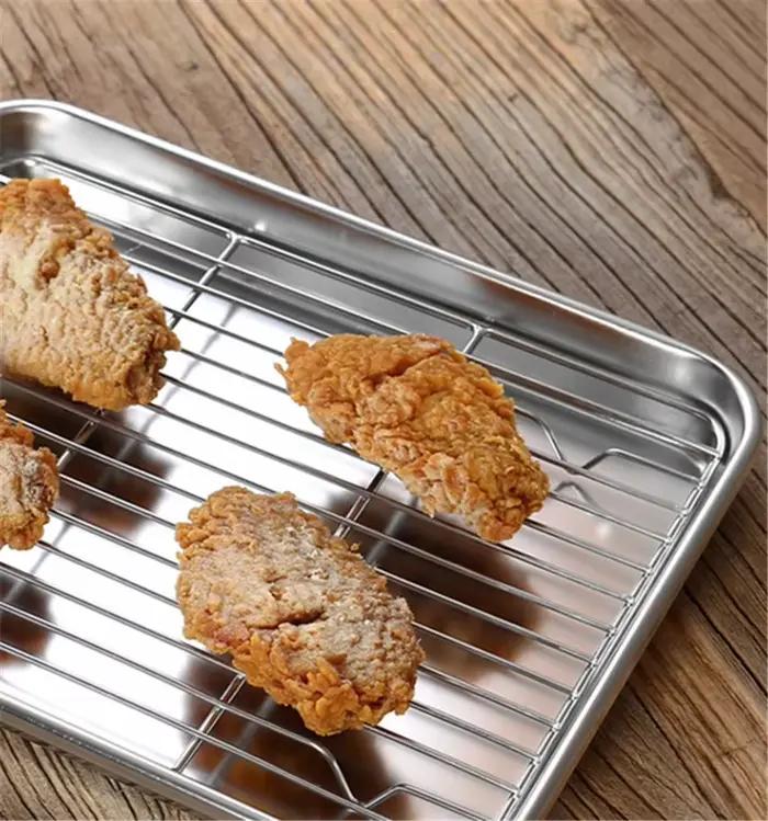 Plateau de cuisson en acier inoxydable 304 pour gâteaux, barbecue, four, brownies, rôtissage et grillades occassions familiales et soirées entre amis