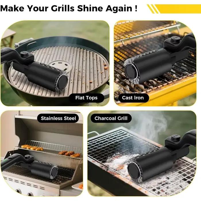 Brosse de nettoyage pour barbecue électrique à 3 vitesses