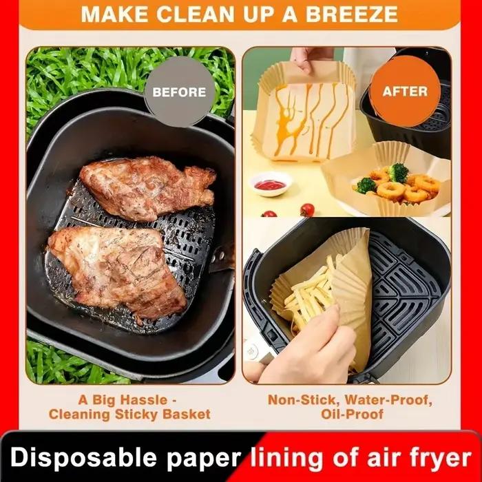 Doublure de friteuse à air antiarina polyvalente pour cuisson saine et facile à nettoyer pour four et micro-onde 50 pièces