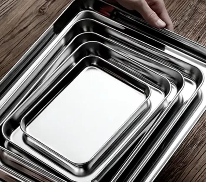 Plateau de cuisson en acier inoxydable 304 pour gâteaux, barbecue, four, brownies, rôtissage et grillades occassions familiales et soirées entre amis