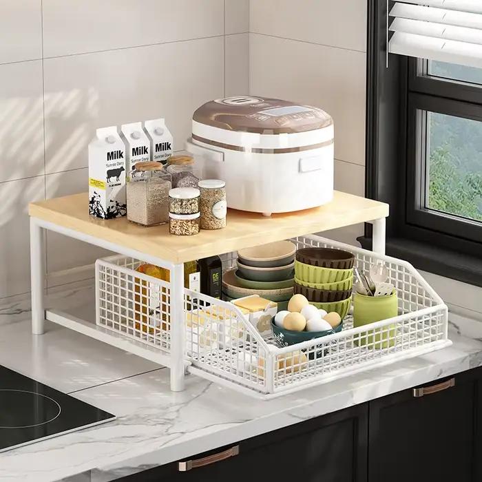 Organisateur de comptoir de cuisine – Étagère multi-usage pour micro-ondes