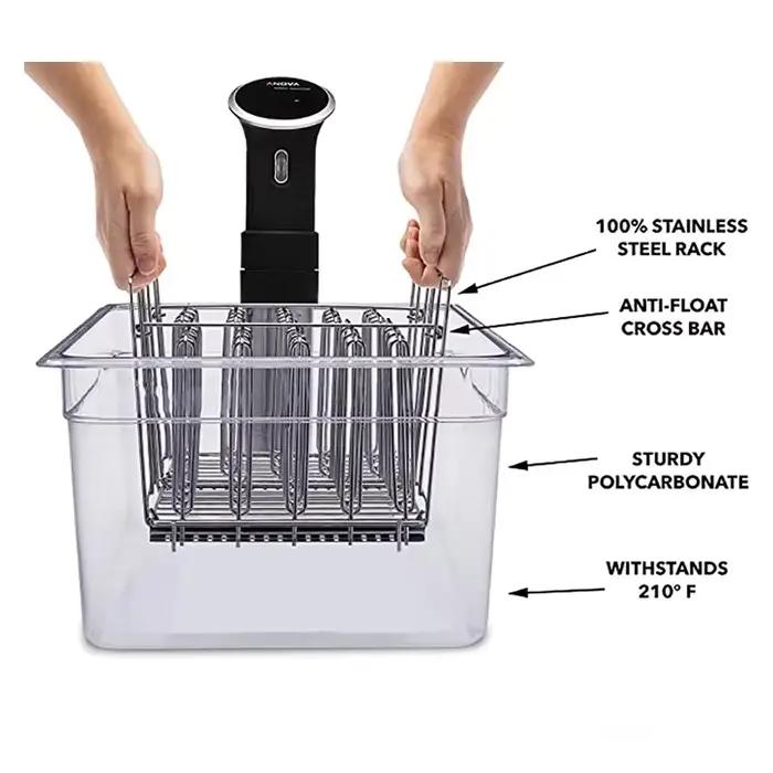 Machine sous vide 11L avec support en acier inoxydable et séparateurs détachables pour cuisson contrôlée et économie d'énergie occaions spéciales et quotidiennes
