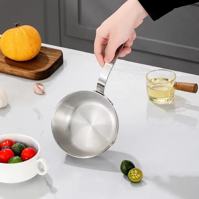 Casserole en acier inoxydable 316 de 12 cm pour préparer des sauces et des soupes, résistante aux hautes températures, compatible avec les plaques à induction, idéale pour les petites préparations culinaires