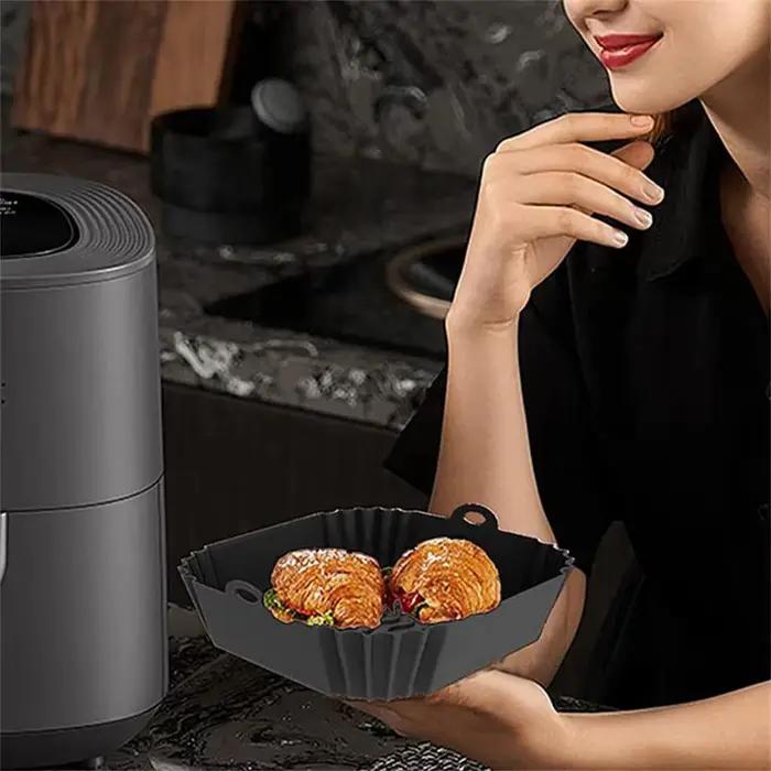 Doublures carrées réutilisables en silicone pour friteuse à air