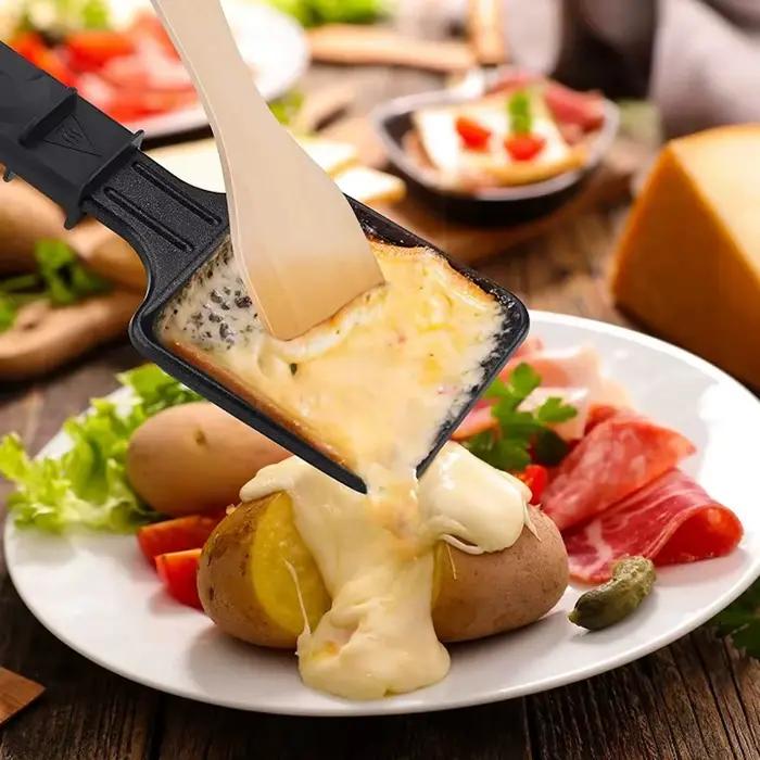 Poêle à Raclette mini multifonction antiadhésive pour soirées et fêtes en bois cadeau idéal outil de cuisine pour Raclette et autres plats
