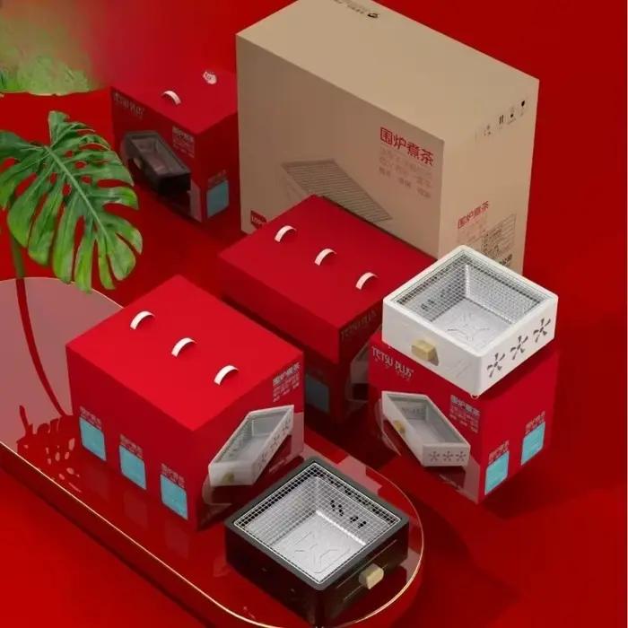 Nouveau modèle 2026 Barbecue à charbon de bois compact carré fermé, multifonctionnel avec tiroir, pour la cuisson du thé et la grillade