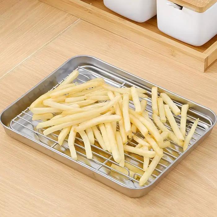 Plateau de cuisson en acier inoxydable avec support métallique