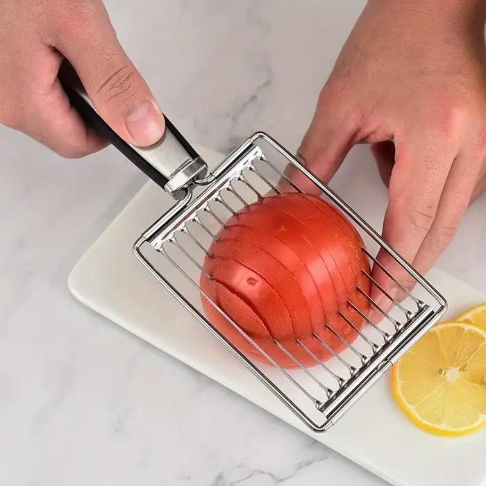 Trancheuse de tomates en acier inoxydable – machine manuelle de découpe de légumes et de fruits