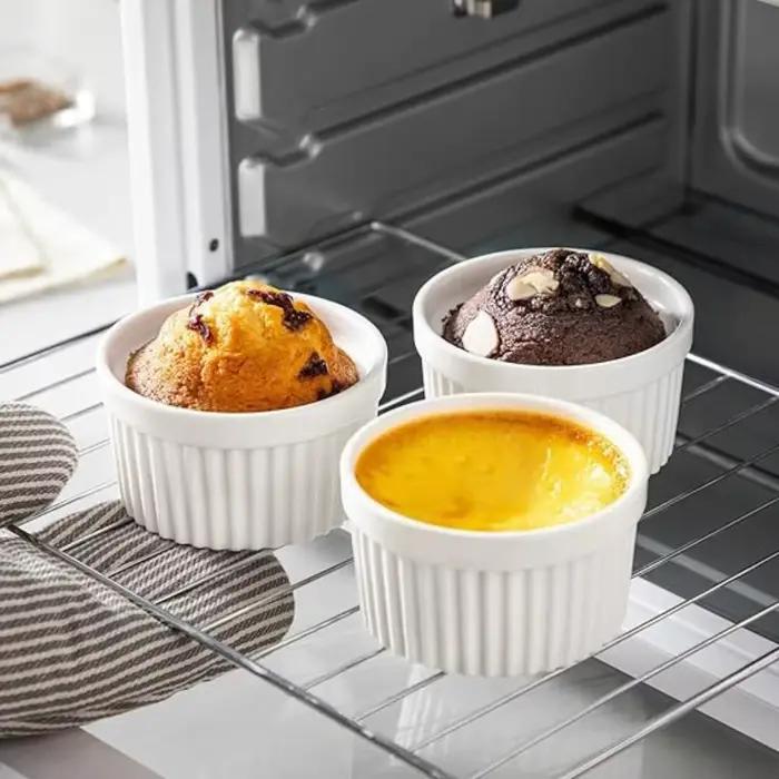 Bol de cuisson en porcelaine Ramekin de 8 Oz avec couvercle