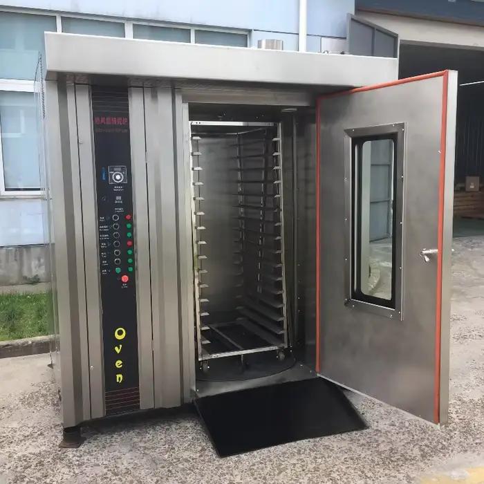 Four rotatif à air chaud industrielle haute capacité 32 plateaux pour production de burgers biscuits pain restaurants occasions spéciales