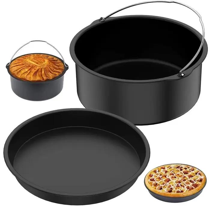 Ustensiles de cuisson 6/7/8/9 pouces friteuse à Air ensemble de casseroles en acier au carbone noir moule à gâteau rond