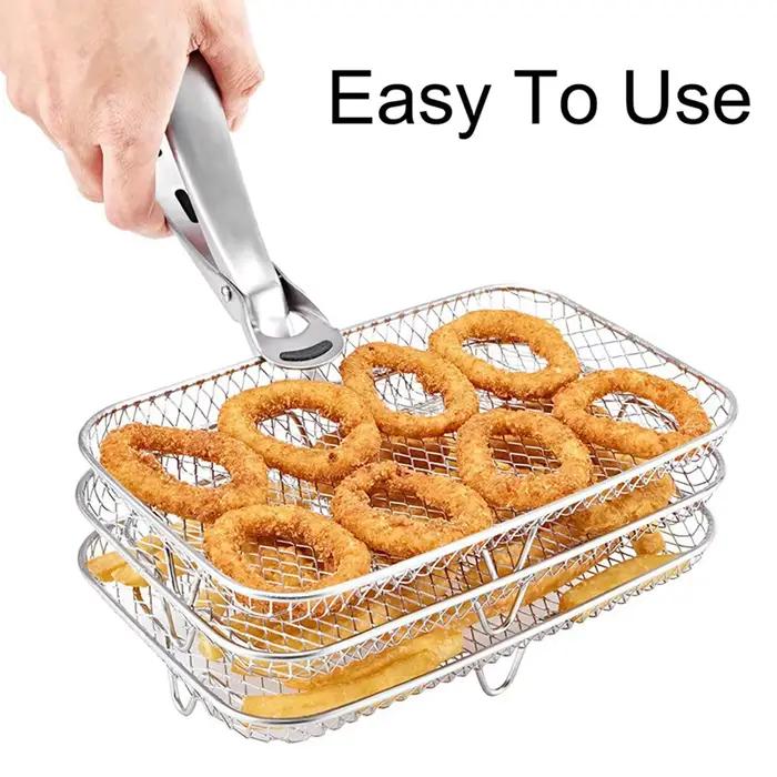 Four ABKJ-13-Piece de friteuse d'air a placé avec le T1 empilable de grillage de 3 niveaux pour la cuisine à la maison 19X13cm