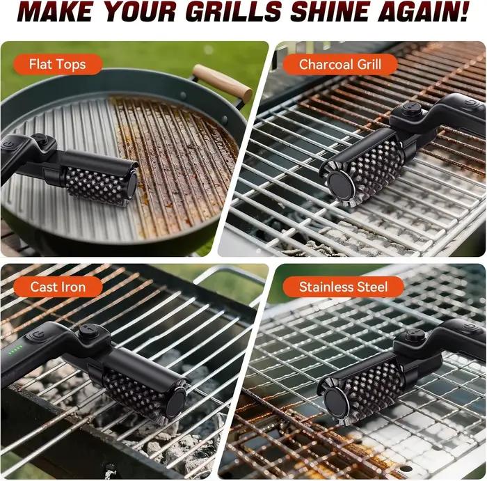 Brosse de nettoyage pour barbecue électrique à 3 vitesses