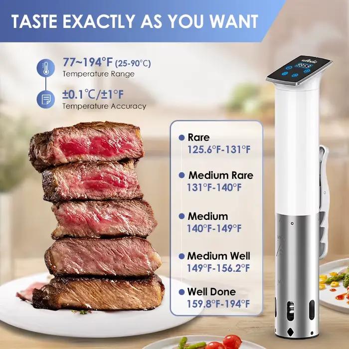 Wancle 1100W étanche sous Vide cuiseur Circulateur d'immersion cuisson précise avec LED affichage numérique mijoteuse
