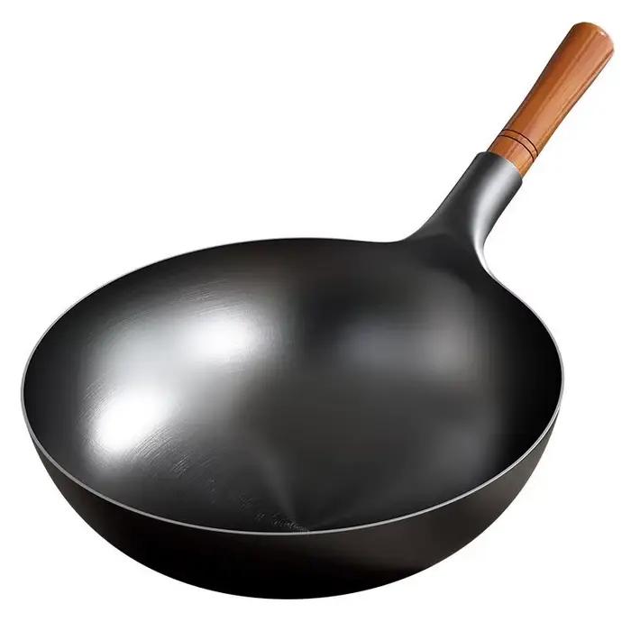 Poêle à frire en fer Zhangqiu wok vintage pour légumes maison et cuisinière à gaz occassions spéciales