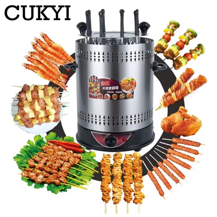 CUKYI Gril Électrique Vertical Automatique 6/8/10 Bâtons sans Fumée Pour Brochettes Occasions Spéciales Cuisine Facile et Éfficace