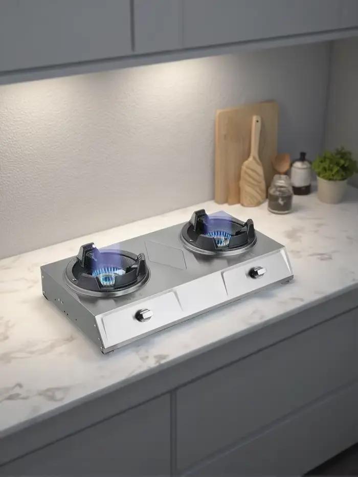 Cuisinière à gaz en acier inoxydable à brûleur simple ou double haute pression GPL pour la cuisine commerciale et domestique - LYH