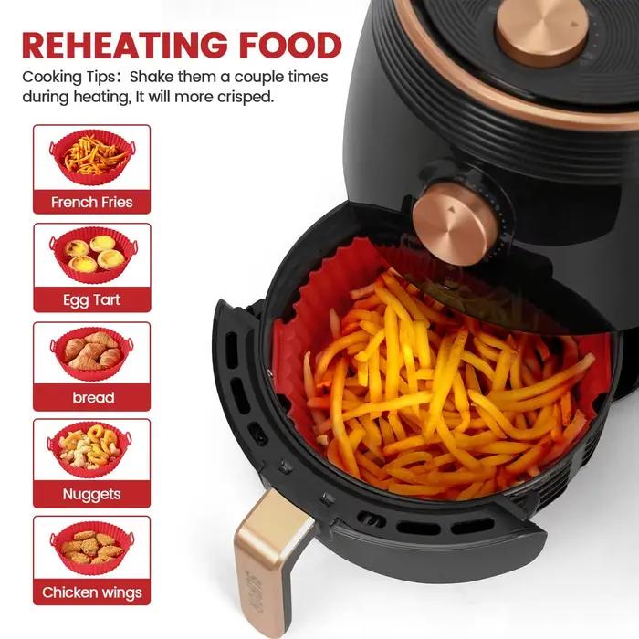 6 tapis pour friteuse à air - 450 ° F Silicone antiadhésif double texture lavable au lave-vaisselle cuisson croustillante/à la vapeur