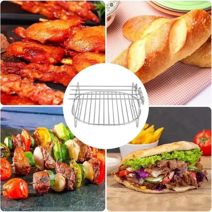Supports pour friteuse à air en acier inoxydable avec double couche et 4 brochettes pour une cuisson saine et savoureuse occasion spéciale ou quotidienne