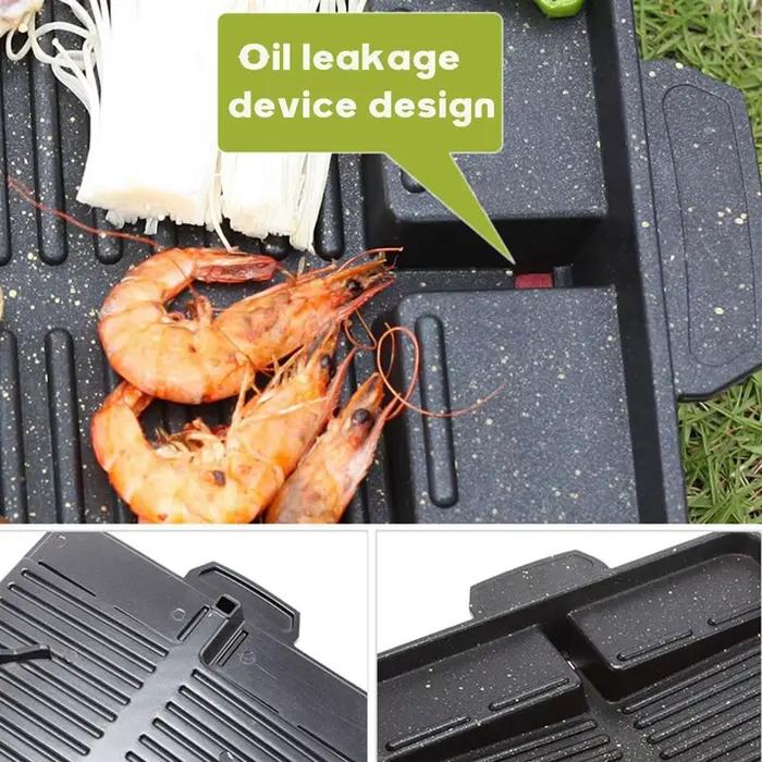 Poêle à barbecue coréenne portable plaque de gril antiadhésive cuisinière à gaz butane pique-nique terrasse plage famille amitié convivialité moments mémorables