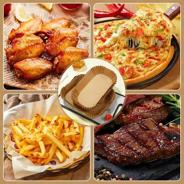 Feuilles de papier de cuisson jetables pour friteuses à air Philips Airfryer série 3000 en quatre couleurs pour une cuisine propre et durable