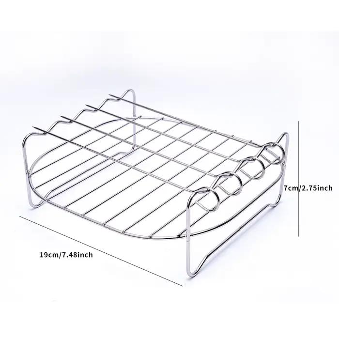 Support polyvalent rouge double couche pour friteuse à air avec brochettes pour grills et shish kabobs occassions spéciales