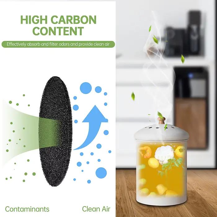 Filtre éponge rond réutilisable pour cuisine, charbon actif, 12 pièces
