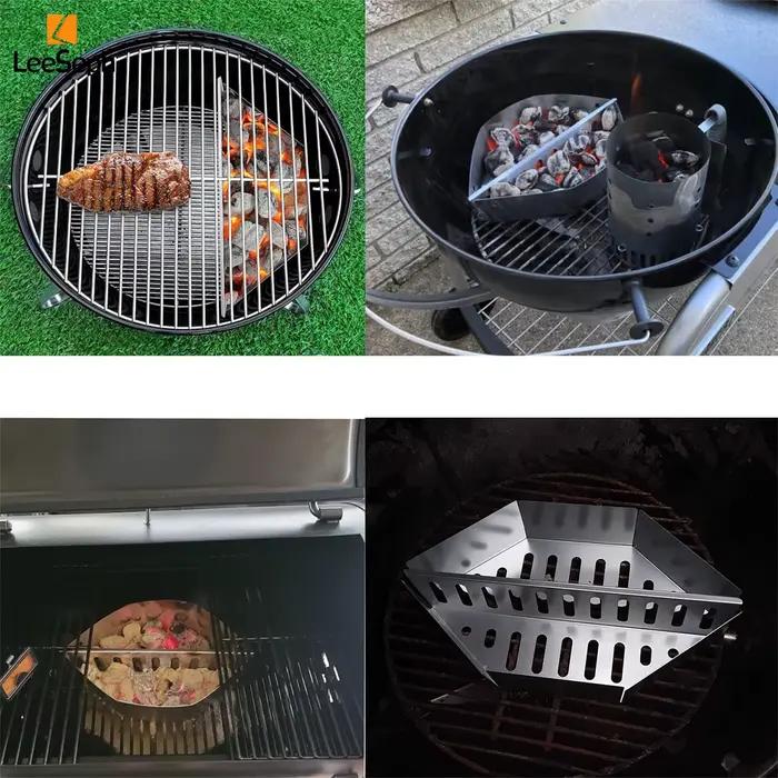 Panier à charbon de bois en acier inoxydable Leeseph, accessoires de barbecue pour grilles et bouilloires, accessoires de gril à charbon de bois