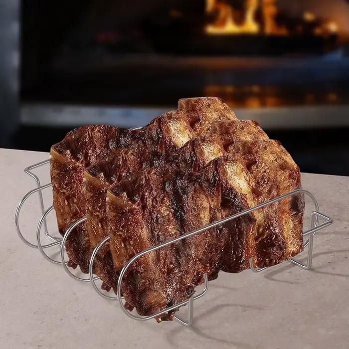 Supports à steak pour barbecue antiadhésifs en acier au carbone pour côtes de viande d'agneau et autres grillades occassions spéciales pique-nique famille amis