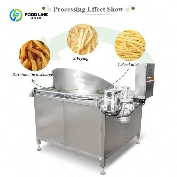 Friteuse industrielle à décharge automatique pour frites et chips de banane, avec agitateur, personnalisable