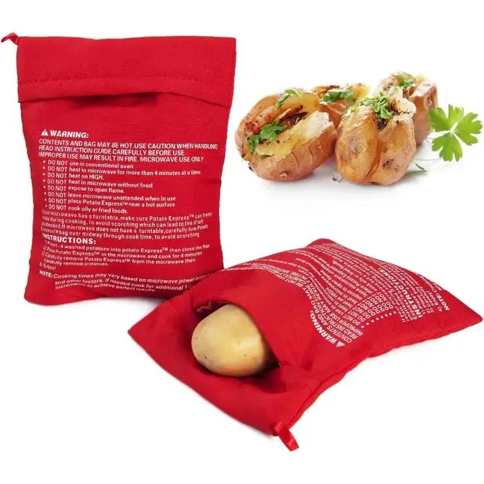 Sac de cuisson réutilisable pour micro-ondes en tissu, sac de cuisson de patates douces et maïs grillés, parfait pour les soirées entre amis et les grandes fêtes familiales