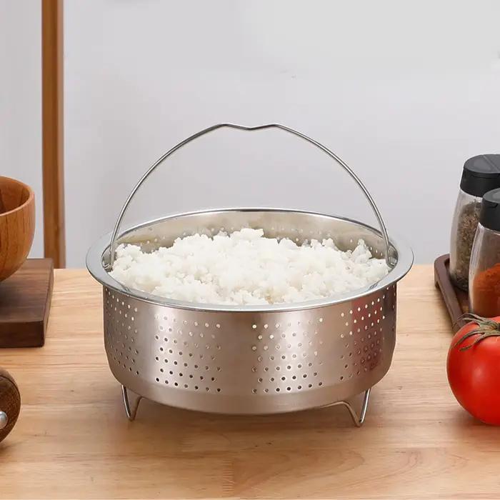 Panier à vapeur en acier inoxydable avec poignée éliminant le sucre pour cuire à la vapeur des œufs légumes fruits et autres aliments occasions spéciales famille