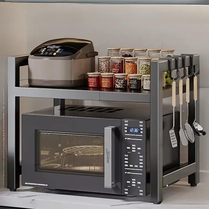 Étagère de rangement de cuisine fonctionnelle en métal noir