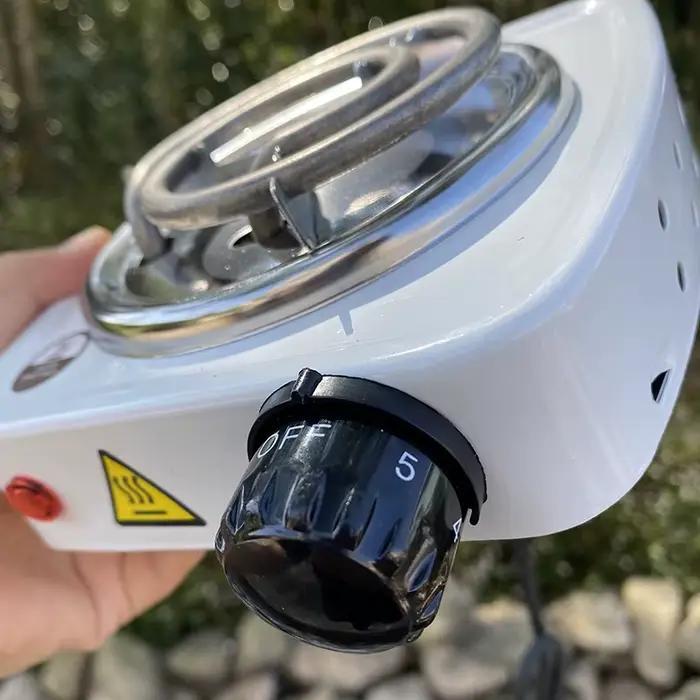 Brûleur à charbon électrique 500W plaque chauffante barbecue cuisson café hookah combustion rapide soirée rassemblement famille décoration polyvalent blanc multi noir