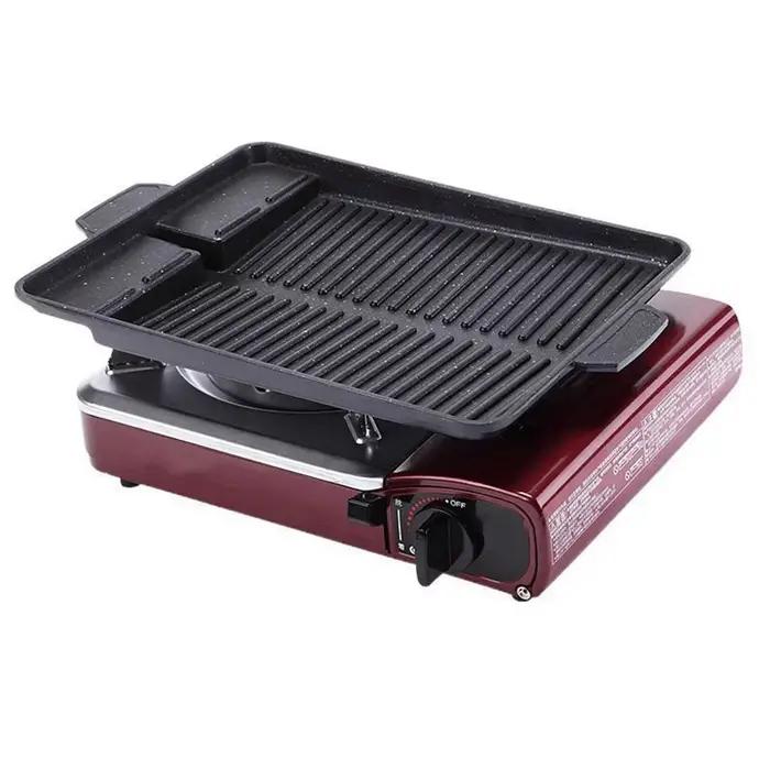 Poêle à barbecue coréenne portable plaque de gril antiadhésive cuisinière à gaz butane pique-nique terrasse plage famille amitié convivialité moments mémorables
