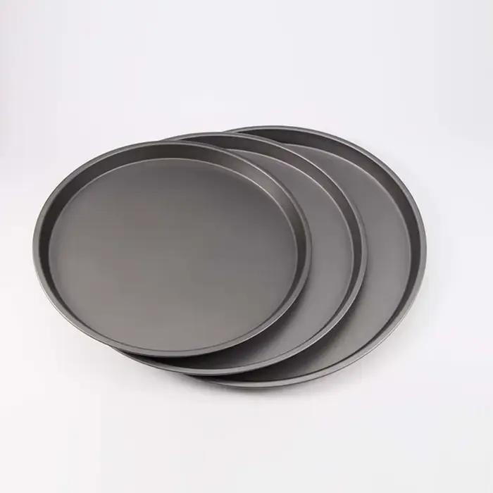 Plaque de cuisson pour pizza en acier au carbone de 9 à 12 pouces antiadhésive avec revêtement intérieur et extérieur pour cuisine professionnelle et maison occassions festives