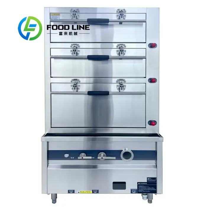 Cuiseur vapeur à trois portes avec gril auto-amorçant acier inoxydable pour fruits de mer modernes occasions professionnelles