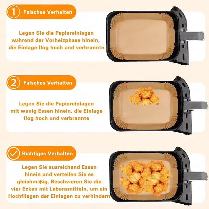 Doublures en papier parchemin jetables pour friteuse à Air DualZone