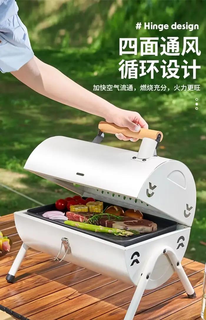 Grill de barbecue pliable portable avec barbecue au charbon de bois