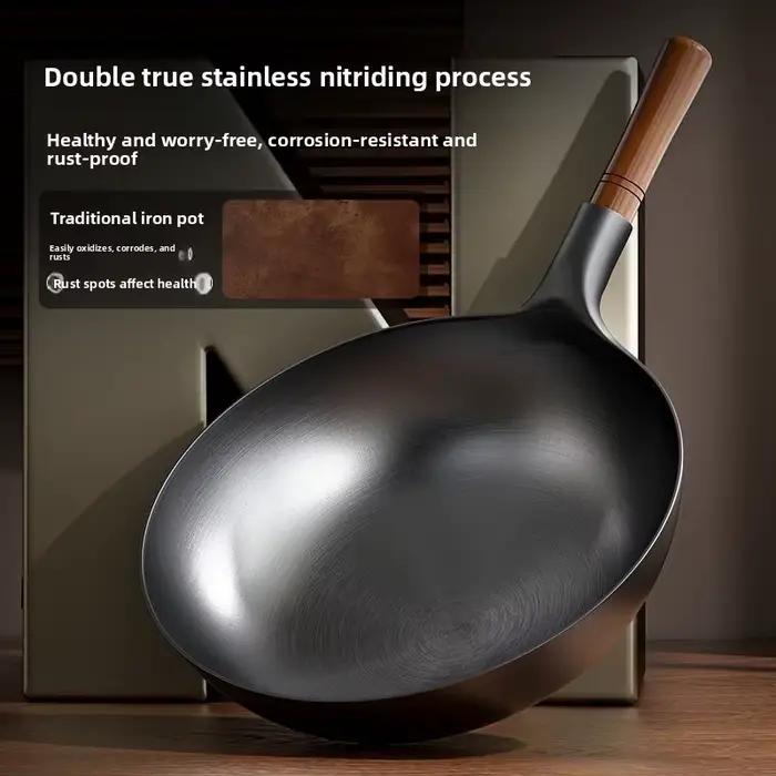 Poêle à frire en fer Zhangqiu wok vintage pour légumes maison et cuisinière à gaz occassions spéciales