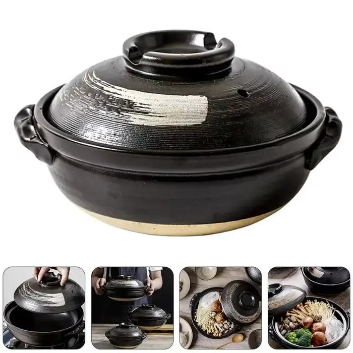 Pot en céramique argile cuisson Casserole japonais ragoût couvercle de soupe Pots chauds coréen marmite plat