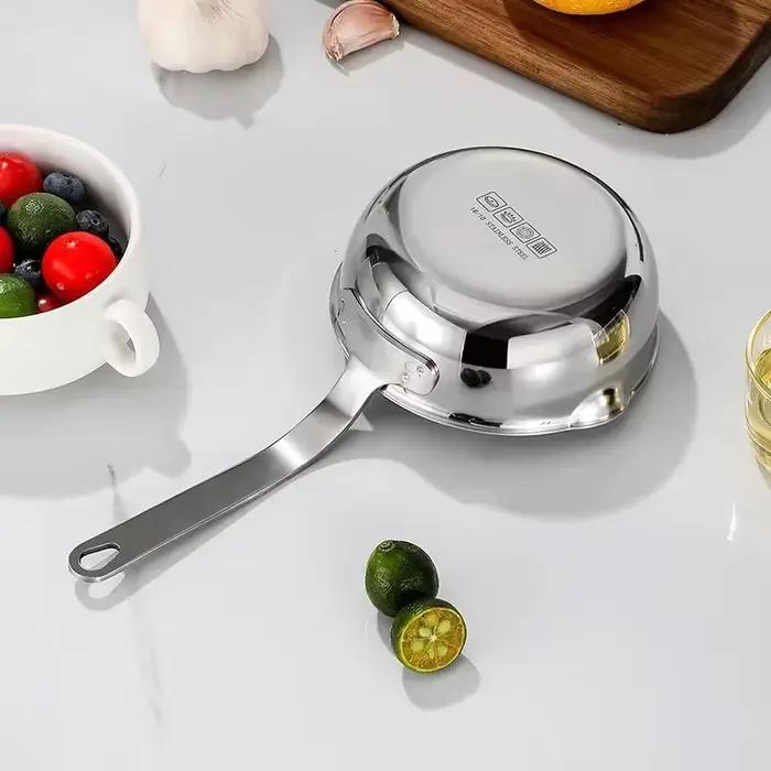 Mini Poêle en Acier Inoxydable 12cm pour Cuisson Anti-Brûlure, Accessoire de Cuisine Multifonctionnel Idéal pour Plats Familiers et Préparations de Compléments Alimentaires pour Bébés