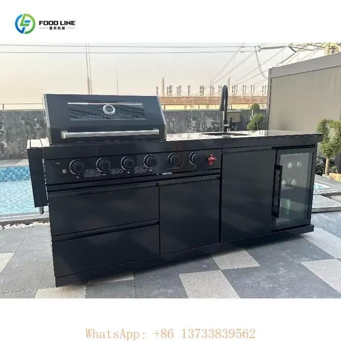 Cuisine mobile d'extérieur personnalisée en acier avec grill
