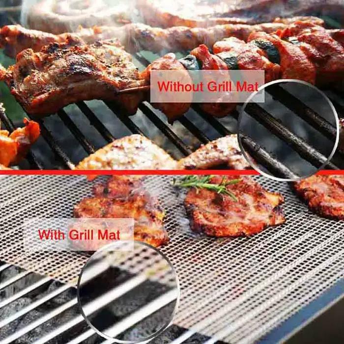 Tapis de Barbecue antiadhésif en maille, feuille de four perforée, tapis de cuisson réutilisable, résistant à la chaleur, outil de grillades en plein air, 3 pièces