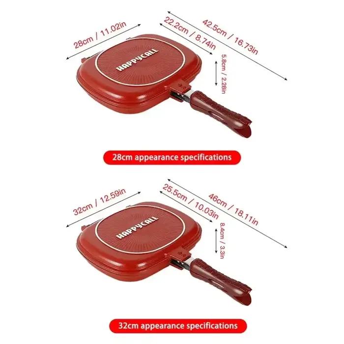 Poêle à frire Double face en acier inoxydable