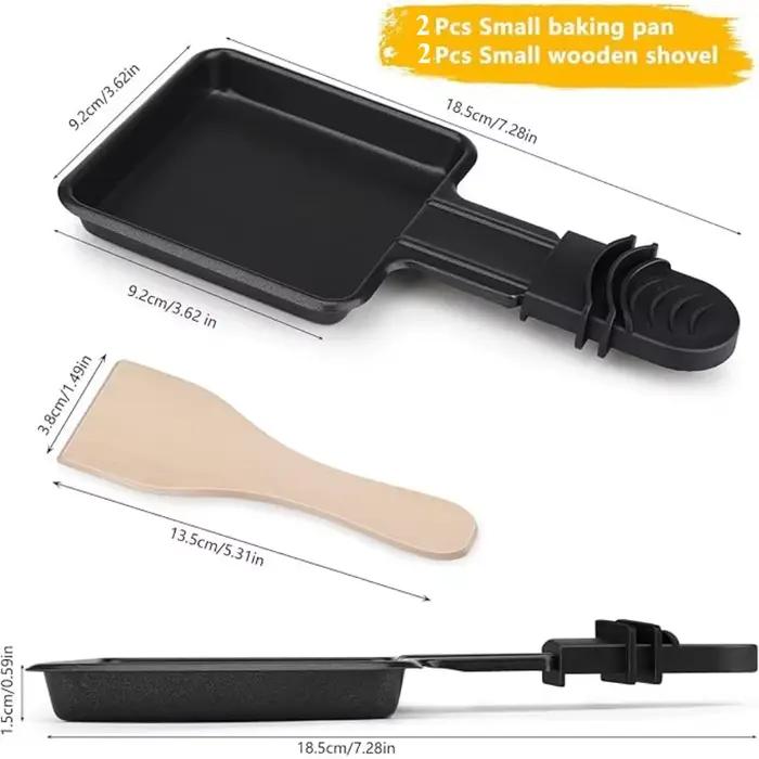 Poêle à Raclette mini multifonction antiadhésive pour soirées et fêtes en bois cadeau idéal outil de cuisine pour Raclette et autres plats