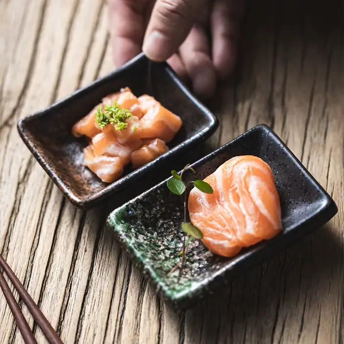 Petits bols rectangulaires en céramique pour sauce soja japonaise