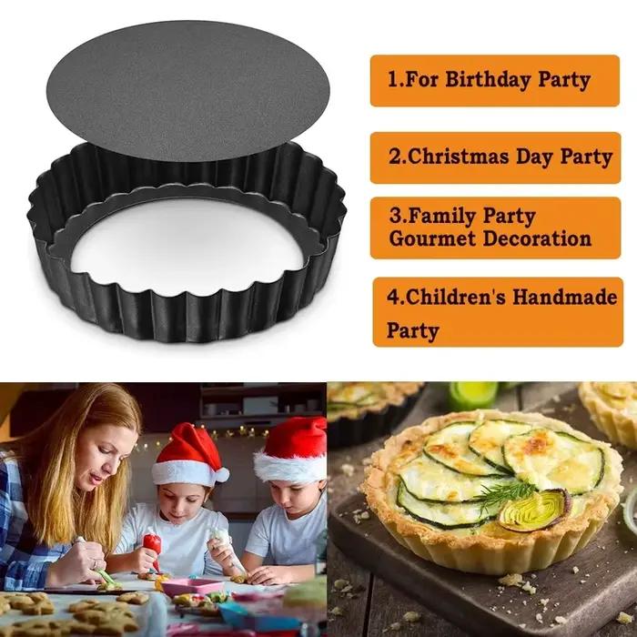 Moules à gâteaux antiadhésifs en acier haute teneur en carbone pour pâtisseries, tartes, pizzas et gâteaux, idéaux pour anniversaires, fêtes familiales et cadeaux de cuisine
